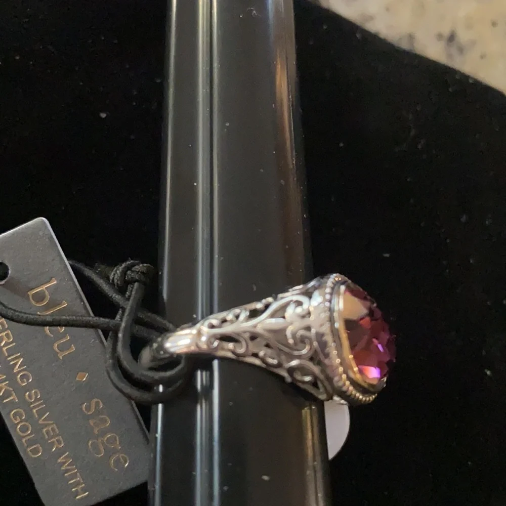 05:08.  Bleu * Sage Sterling Silver & 14K Amethyst Ring